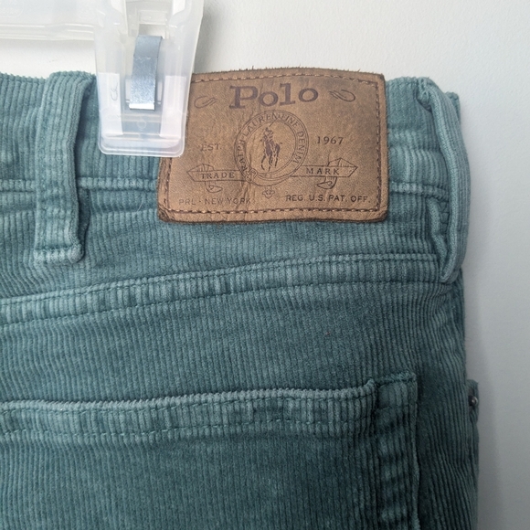 POLO RALPH LAUREN Corduroy Men Straight Leg Pant Size 38/32 Blue/Green Color - Picture 8 of 14